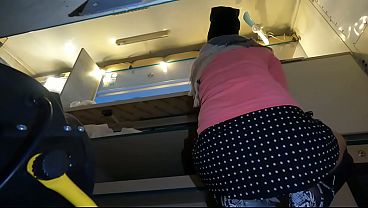 Play MP4 - There was no customers so my sexy hostess decided to play with her pussy just a little bit&period;mp4