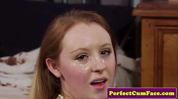 Busty milf facialized after giving bj