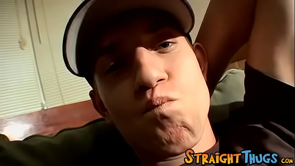 Adorable amateur straightie jacks off his cock solo and cums