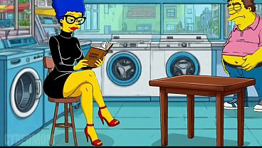 Housewife marge in a black latex catsuit fucks her husband's old boss marge simpson fetish compilation cartoon cuckold slapping ass 