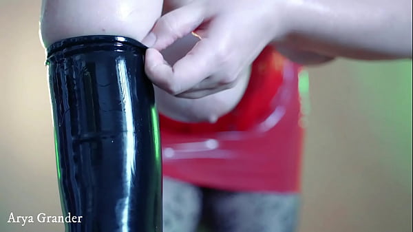 Hot milf with curvy body in rubber fashion dress