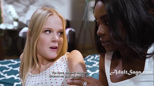 Ebony stepmom's strict parenting and a horny tiny blonde