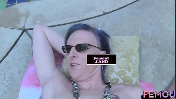 Alt femboi spreads her tight asshole