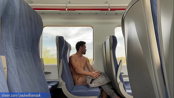 Play MP4 - Sexy tanned man travelling naked by train&period; Very risky public nudity