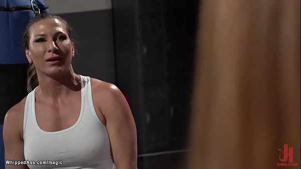 Lesbian boxer spanks boundmanager