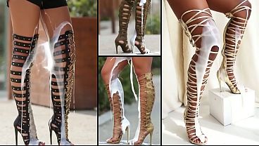 Teaser with blowjob futanaria fun cumshots on face legs body feet and high heels fun stuff with lots of messy creampie