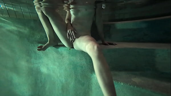 Horny white girl swims with no clothing in public 