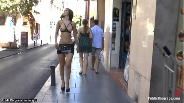 Bare boobs slut_walking_in public