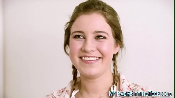 Teen babysitter riding