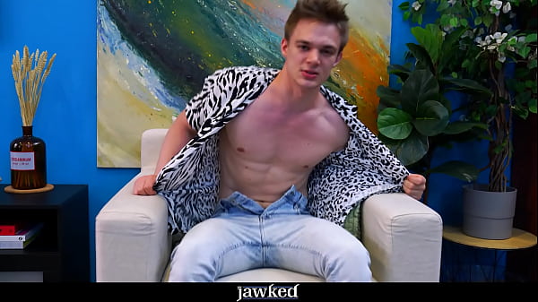 Handsome Russian Jock Masturbating His Uncut Dick 