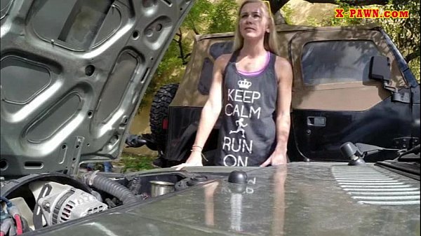 Tight blonde bimbo_tries to sell her car sells herselfrself