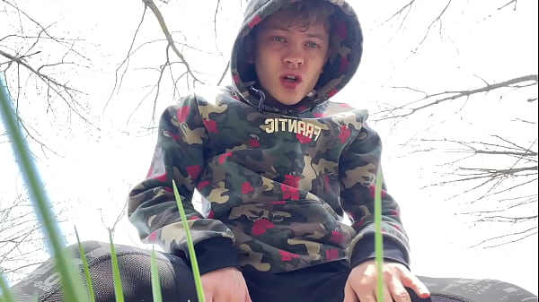 Horny Boy Jerking His Massive Cock Outdoor 