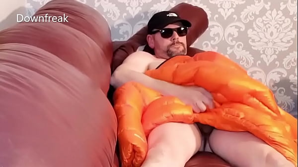 Humping Leather Sofa and Wanking with a North Face_Down Jacket.