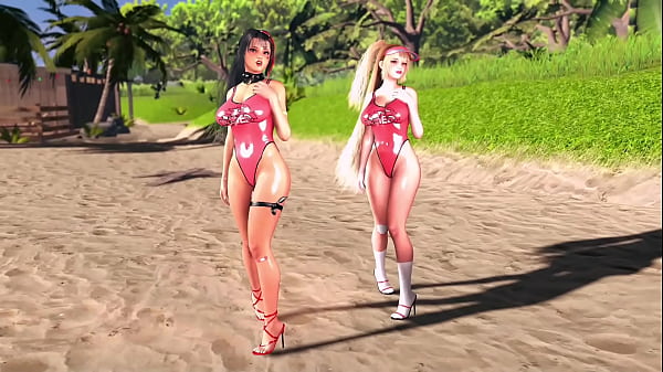 Cute lifeguards Bay and Clay dance in_bodysuits on a hot summer beach