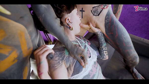 Heavy tattoo teen first time double penetrated / DP, ANAL, swallow, gape, sloppy BJ - ZF001 