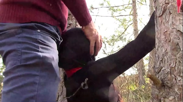 Play MP4 - Outdoor sex in the wood&period; Wearing sexy clothes and high heels&comma; bound&comma; throated and fucked