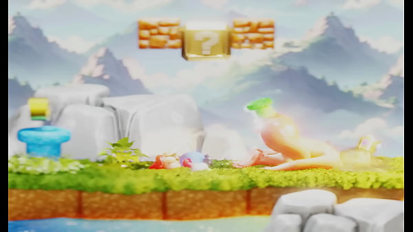 Tiny plumber fights to climb out blonde's butt&ndash; 3d nsfw animation