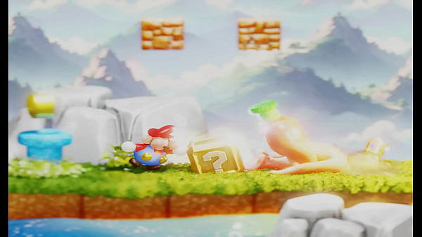 Tiny plumber fights to climb out blonde's butt&ndash; 3d nsfw animation