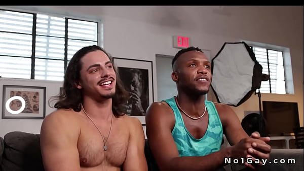 Long haired muscle man Luca del Rey and big black cock Andre Donovan preparing for webcam live show then bbc man anal fucking tight ass white hunk 