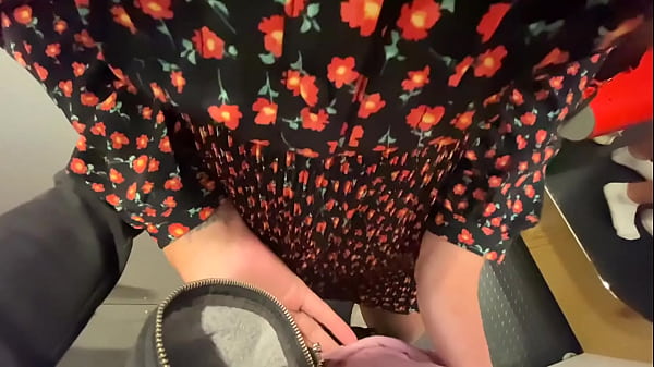 The girl worked out the purchase right in the locker room of the shopping center 