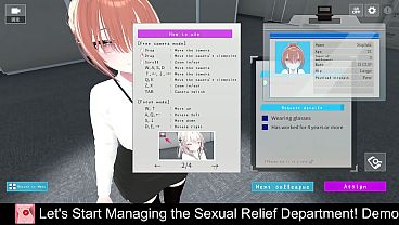 Let's Start Managing The Sexual Relief Department! (free Steam Demo Game) Sexual Content, Nudity, Hentai, Mature, Nsfw, 3d, Immersive Sim, Fmv, Jrpg, Casual, Exploration, Modern, Rpg, Anime, Colorful, Cinematic, Psychedelic, Cute, Stylized, Atmosphe thumbnail