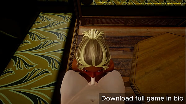 Hot black blonde woman with big tits and big ass sucks a white cock on her knees - (You can download full game in bio)