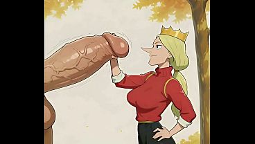 Anime Hentai: Queen Hiling Smug Handjob Ends in Nose-Face Cum Blast 