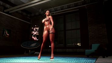 Sexy Milf Lara Croft Dances Seductively In A Hotel Room At Night thumbnail