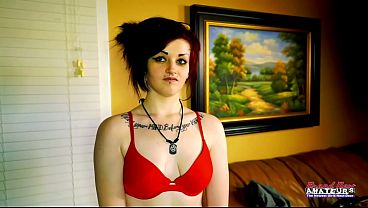 Petite Inked Brunette Coed_Marcie Dildo ToyPlay Intense Solo Orgasm