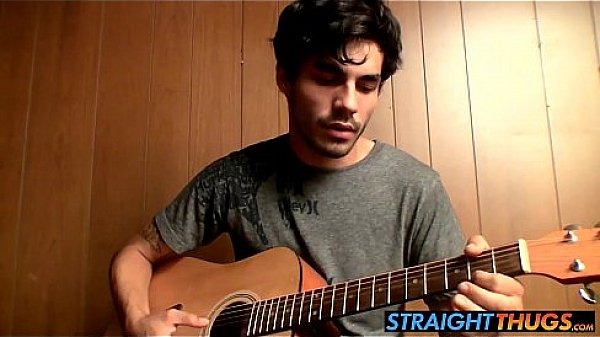 Horny and hairy Devin loves to jerk after playing the guitar 