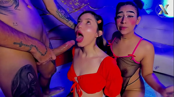 Friends fuck her rough throat mercilessly