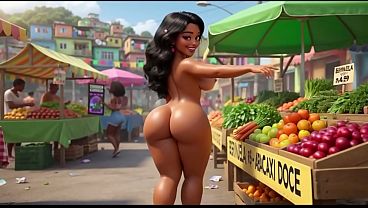 Stunning Nude Brazilian Favelada Daily Life Buying Bread Funk Dance Street Pee Supermarket Milk All Fours Pose thumbnail