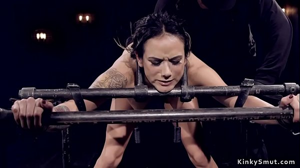 Bent over metal device babe_ass caned