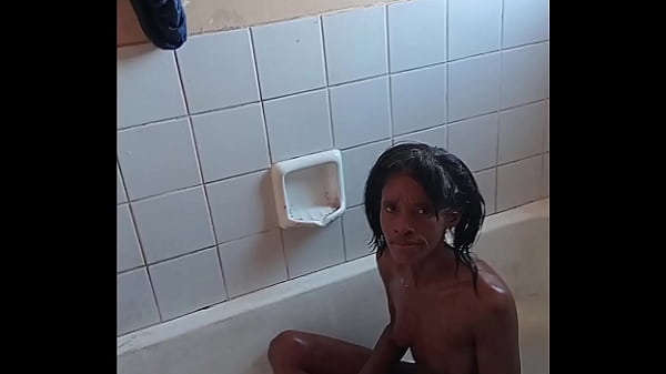 Grandpa daddy get best blowjob & fuck by skinny petite hot black slut in bathtub doggystyle bathroom sex