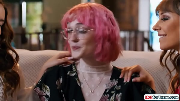 Angel n devil decide to have a sexduel to win over ts claire small tits shemale is deepthroated and tgirl gets a footjob