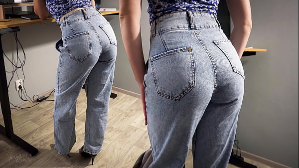 Hot Secretary In Tight Jeans Showing Off Ass With Visible Panty Line 4k thumbnail