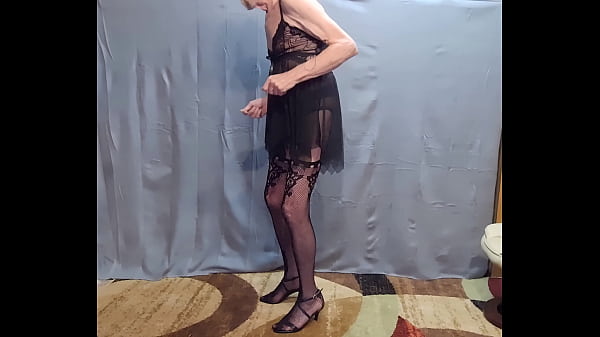 Submissive Busy-Bottom dancing in her Sexy Black Lingerie 