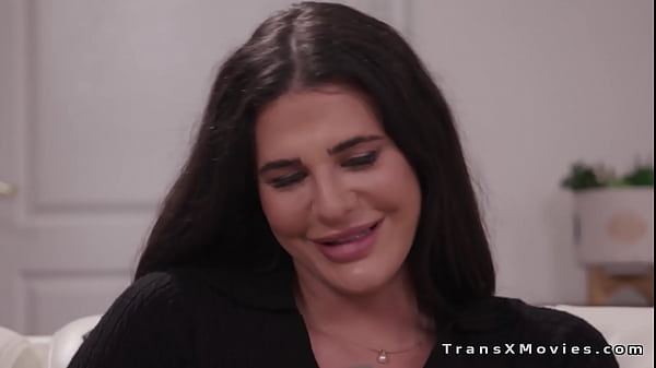 Sexy brunette shemale babysitter Bailey Archer done her job and then took big cock of Draven Navarro in her mouth before he pounded her tight ass 