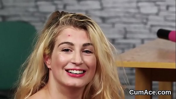 Slutty model gets sperm shot on_her face swallowing all_the semen