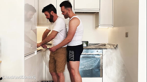 stepson fucks stepdad in the kitchen 
