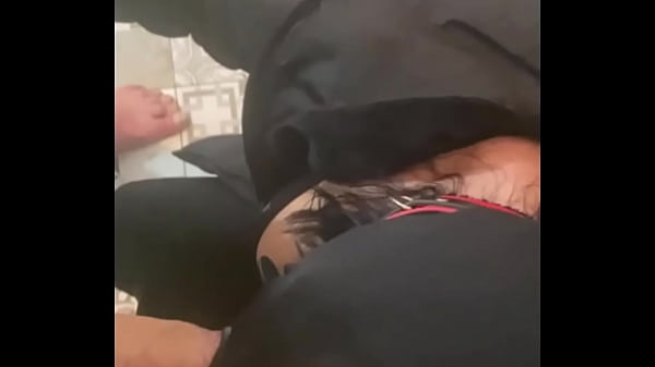 Caged & collared in black downjacket &ndash; blowjob doggy & cum finish