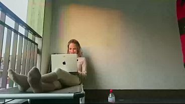 Relaxin balcony yoga stretching and flexibility in livestream