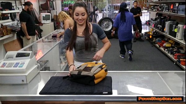 Teen Carly_shakes her tits_and ass_infront_of pawnshop owner