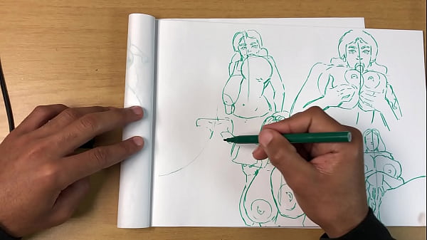 Porn artist draws sexy_girls with big boobs Rachel Raxxquick sketch
