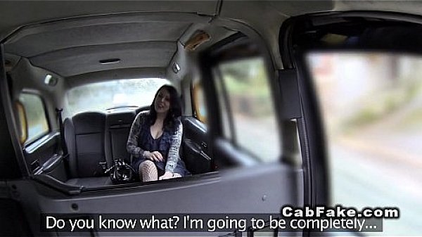 Pierced woman fucks in fake taxi in public car park 