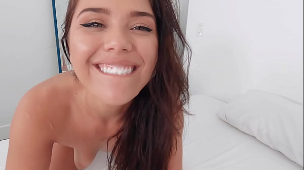 Beautiful british slut with pink pussy gets cum o the mouth