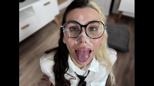 Sexy Brunette Got_Hot Cum_on Her Face Close up TEASER