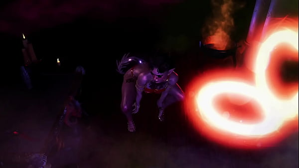 Gorgeous toned demon thanks you with an lewd striptease for the summoning