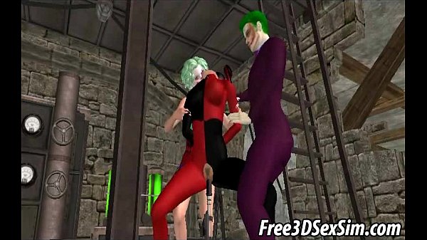3D cartoon Harley Quinn getting her_pussy toyed