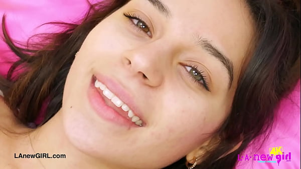 Brunette beauty with_a brightsmile shows hersexy body